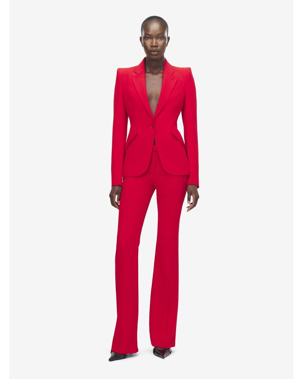 McQueen Red Leaf Crepe Single-Breasted Jacket
