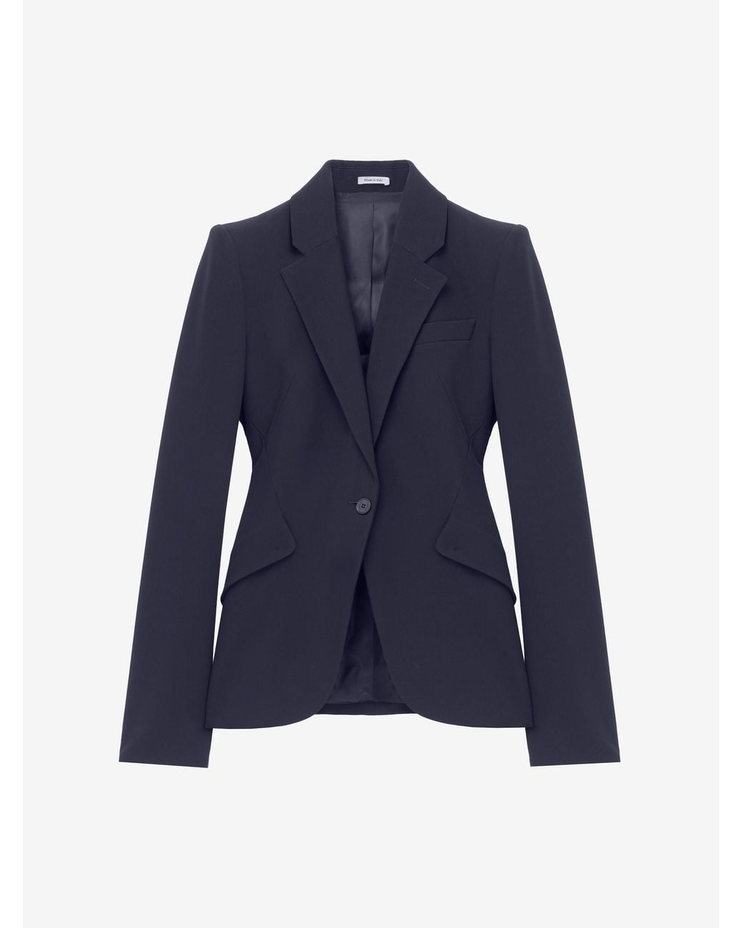 McQueen Blue Leaf Crepe Single-Breasted Jacket