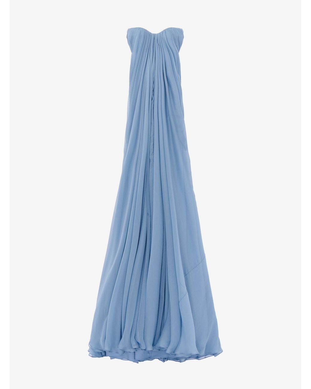 McQueen Blue Bustier Evening Dress