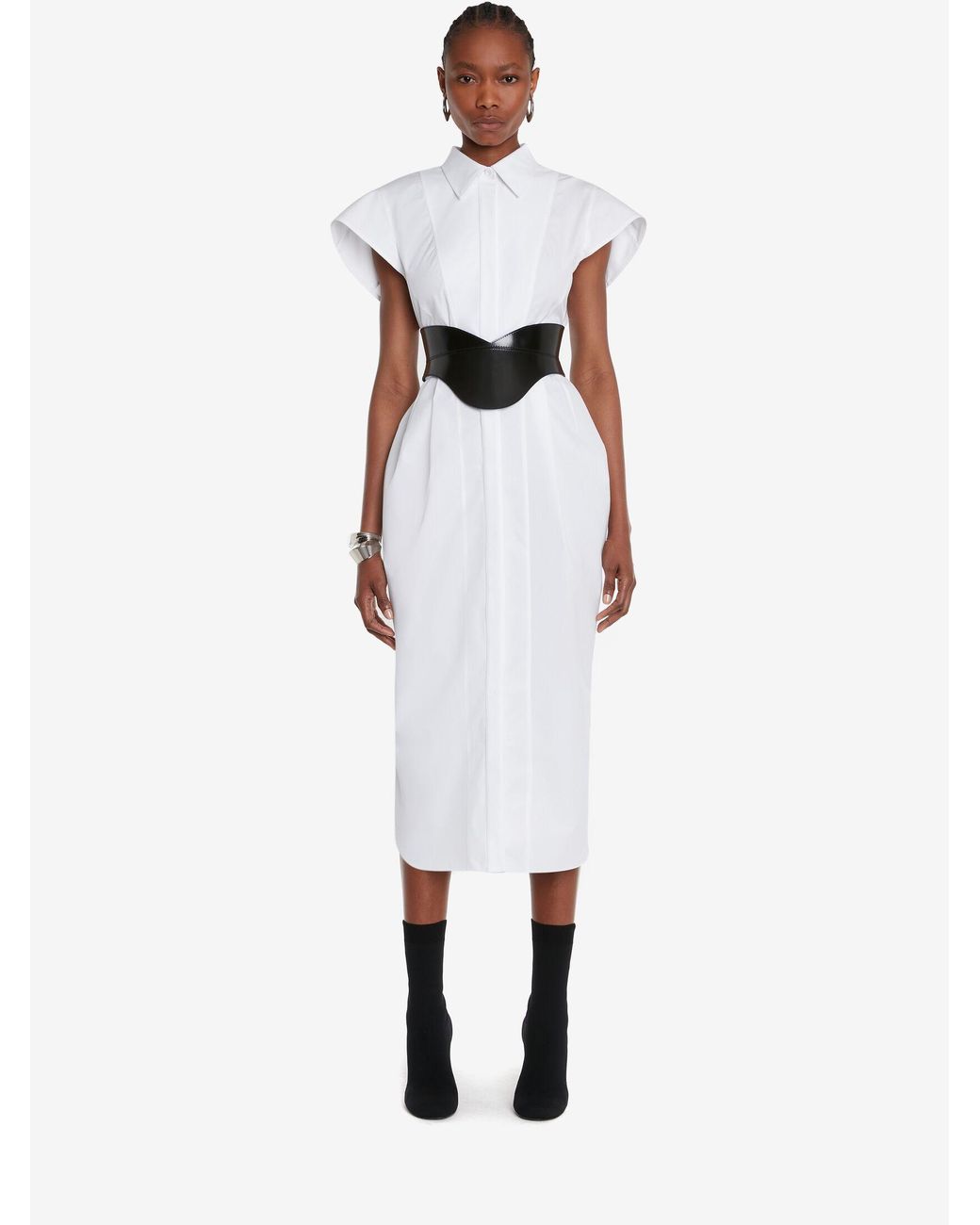 Alexander McQueen White Pencil Shirt Dress | Lyst