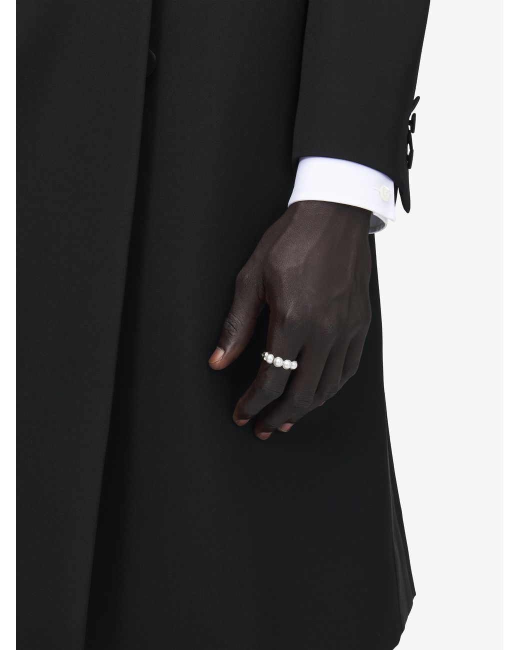 McQueen Skull- Und Perlen-Ring in White für Herren