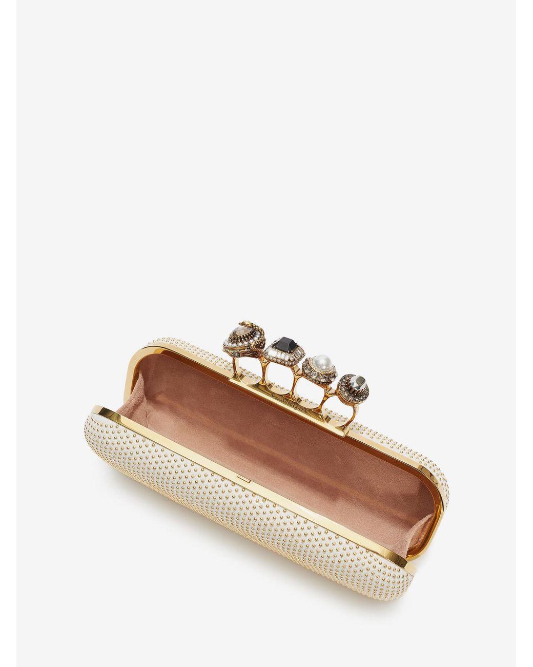 Alexander McQueen Women's Four Ring Embellished Leather Clutch