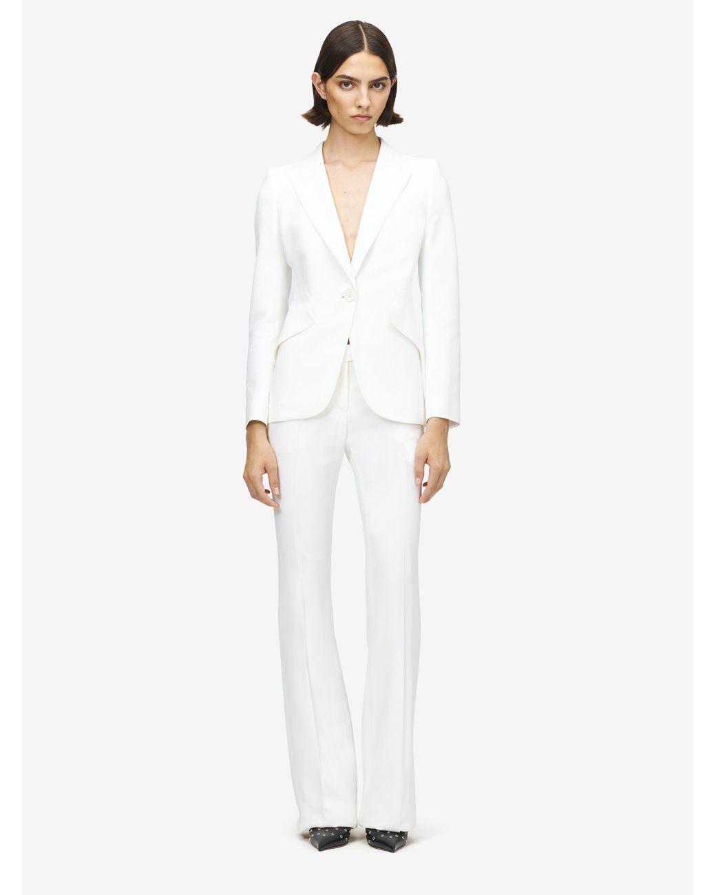 McQueen White Narrow Bootcut Trousers