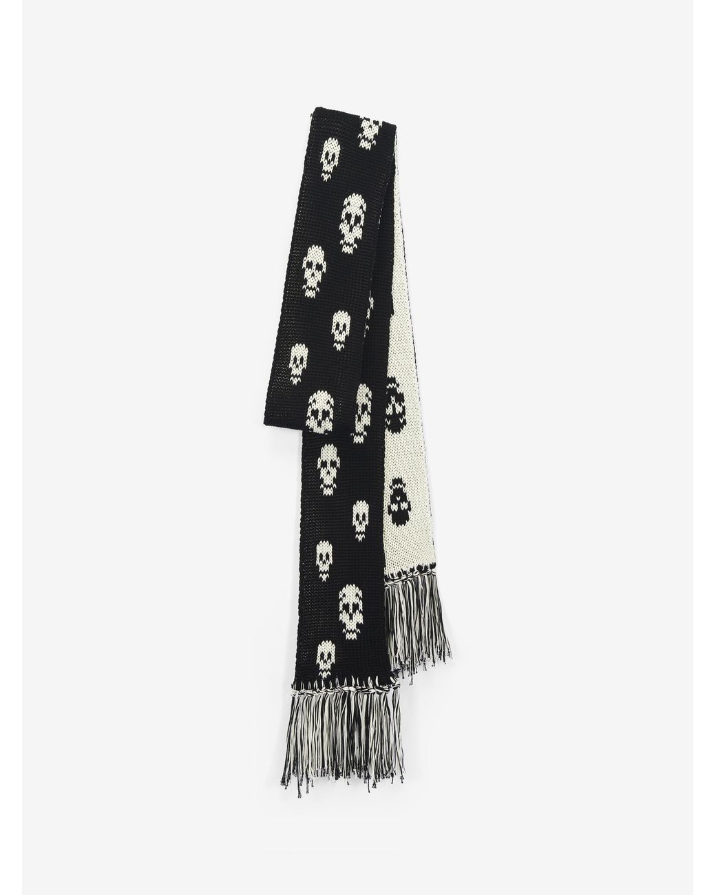 McQueen White Skull Knit Scarf
