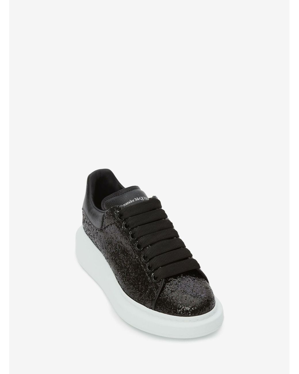 alexander mcqueen black glitter trainers