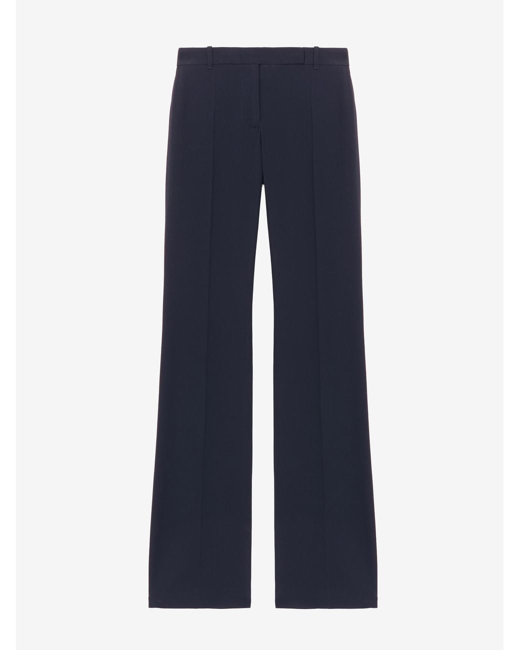 McQueen Blue Leaf Crepe Bootcut Trousers