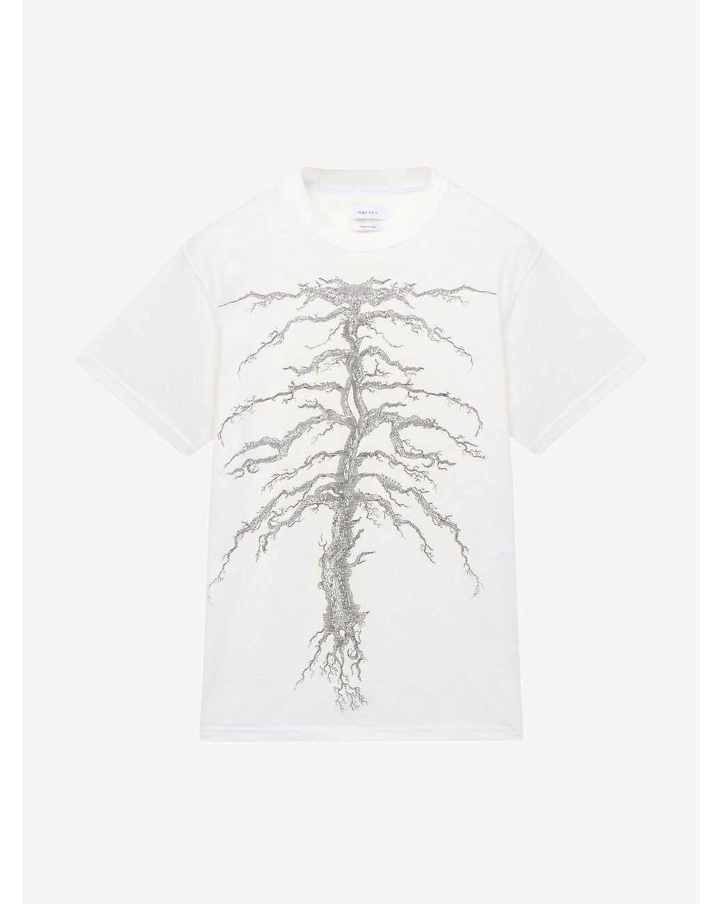 McQueen White Tree Ribcage Print T-Shirt for men