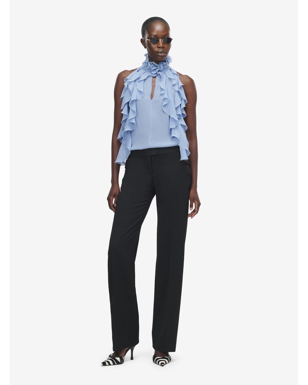 McQueen Blue Ruffle Top