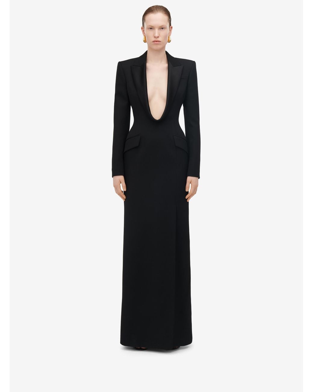 alexander mcqueen black coat dress Long Jacket in and with this iteration