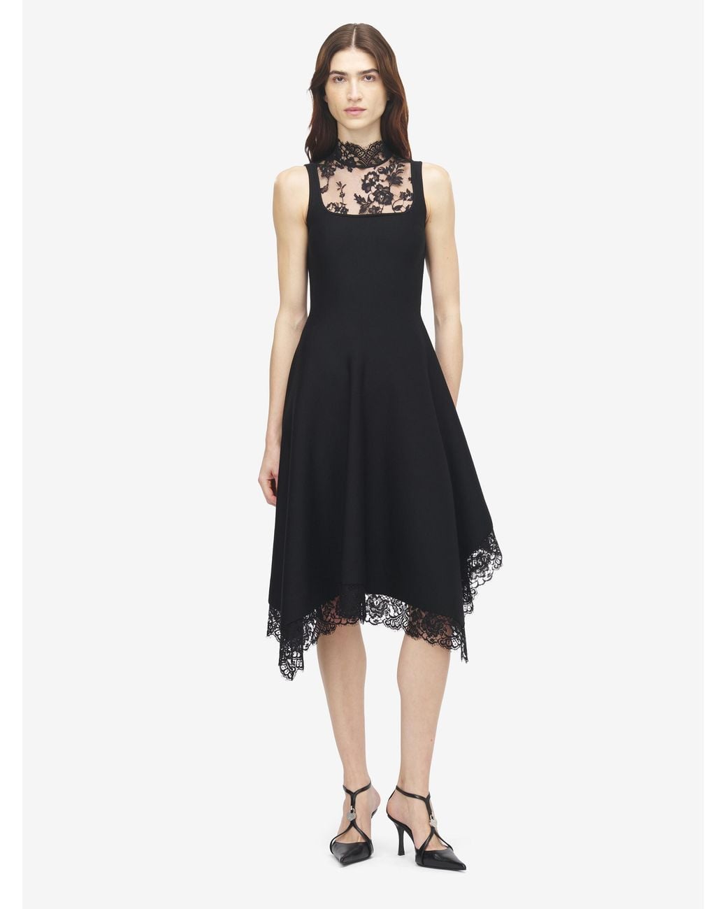 McQueen Blue Heritage Lace Sleeveless Dress