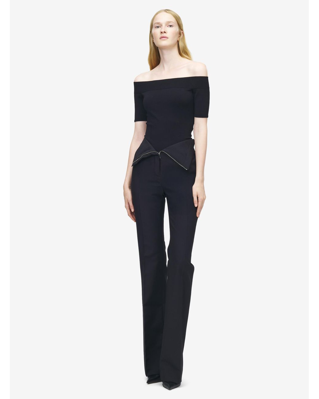 McQueen Blue Fold Over Waist Trousers