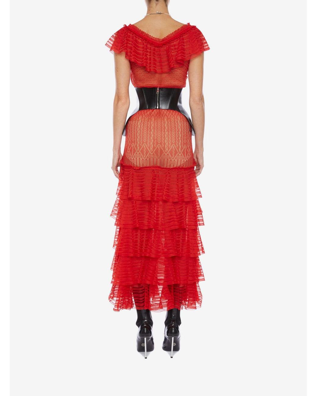 McQueen Engineered Sheer Lace Dress | Lyst