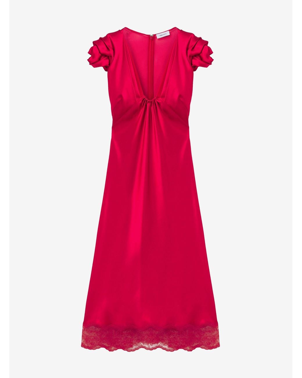 McQueen Gathered Sleeve Midi Dress