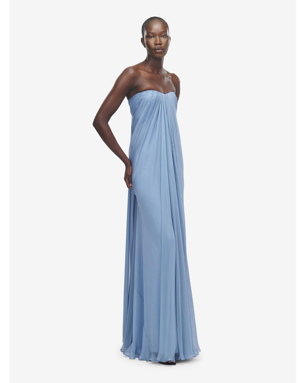 McQueen Blue Bustier Evening Dress