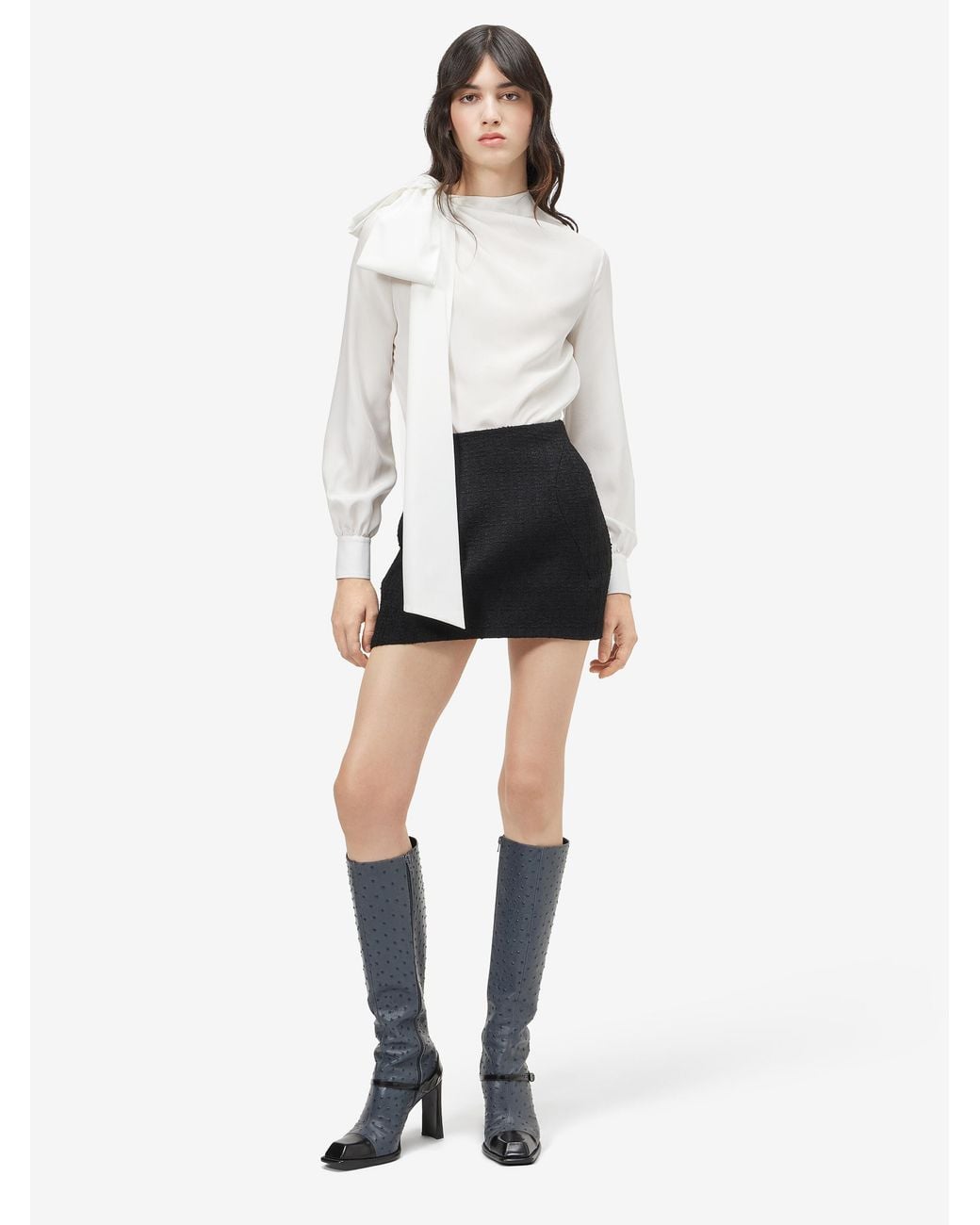 McQueen White Shoulder Bow Blouse
