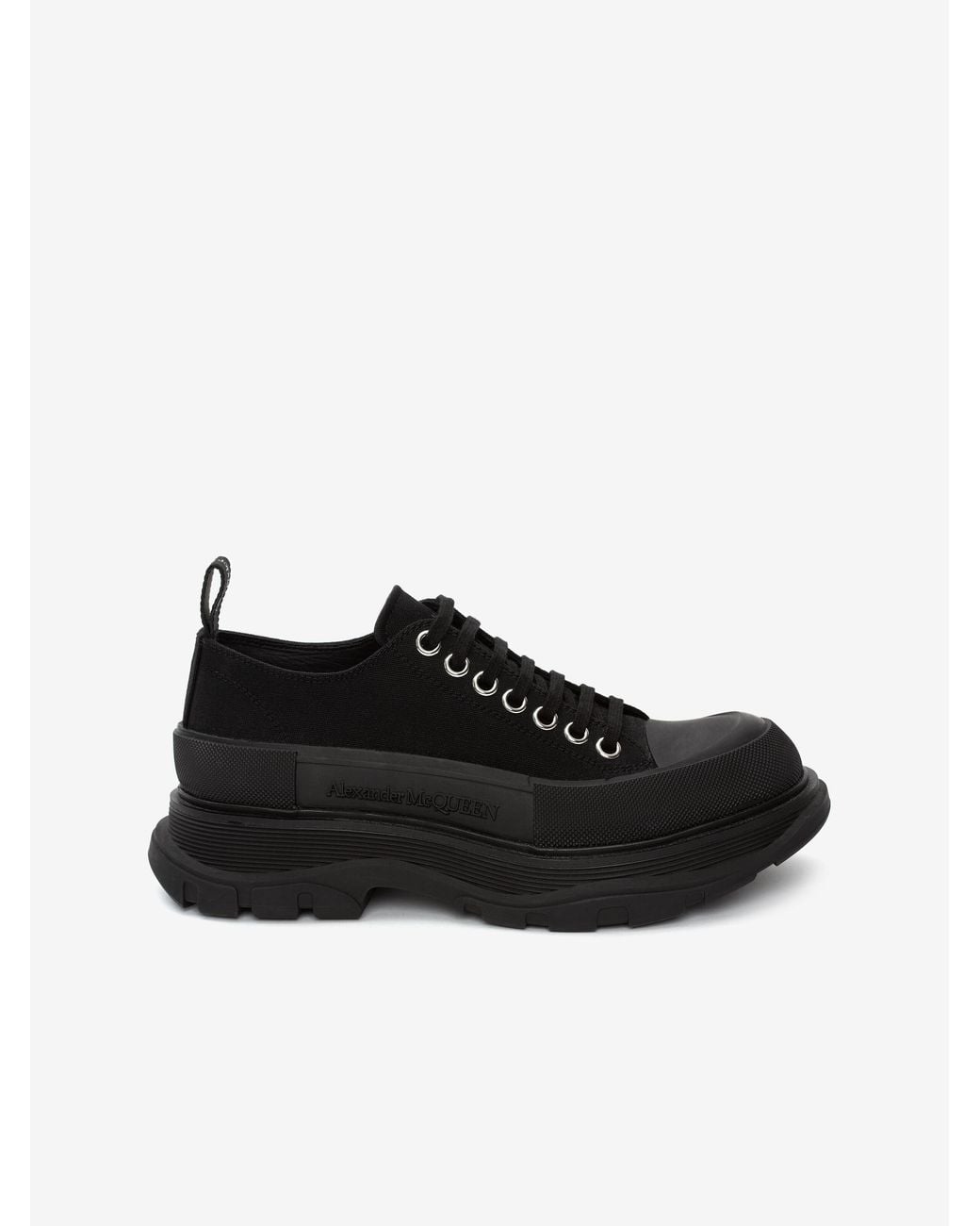 McQueen Black Tread Slick Canvas Lace-Up Shoes