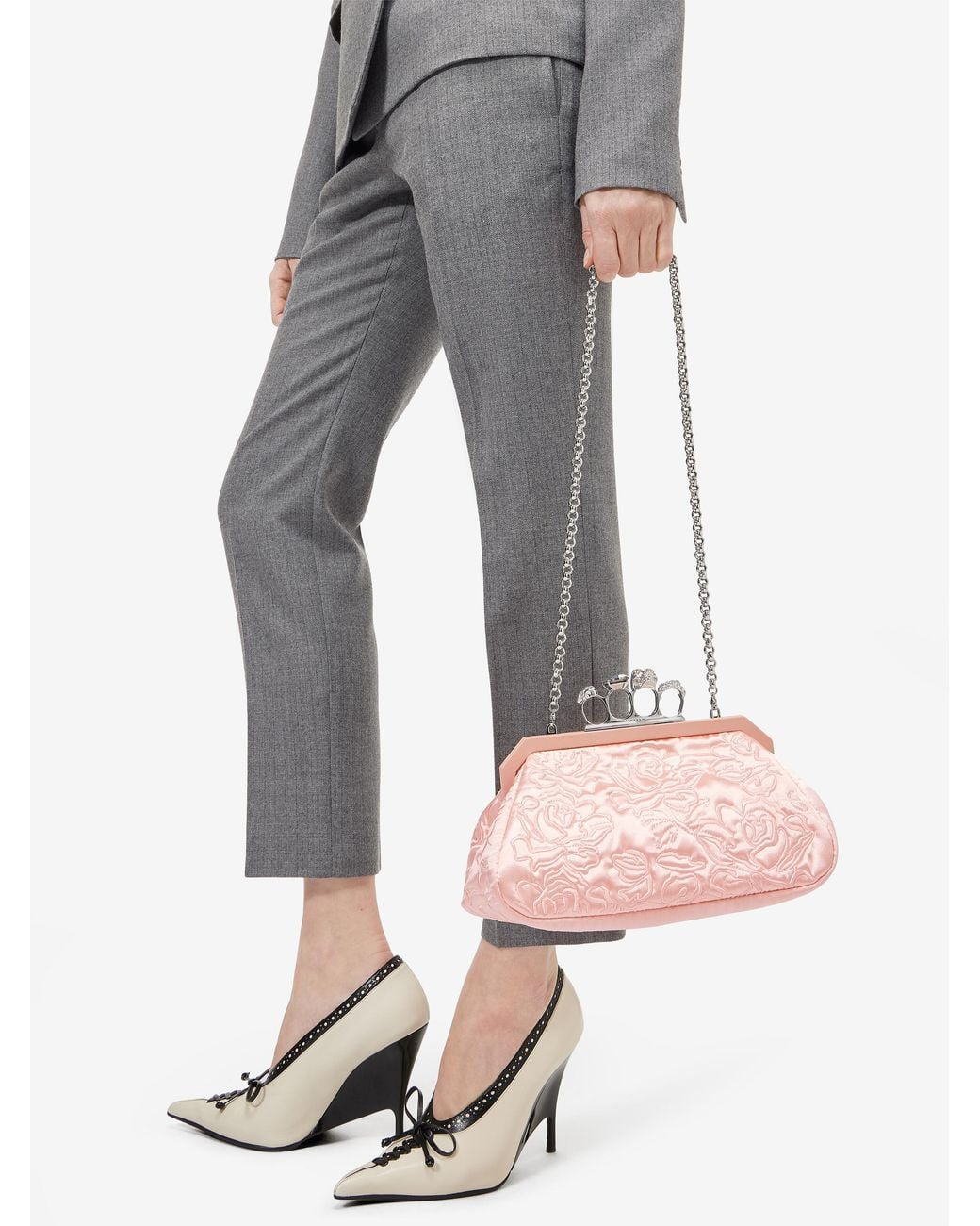 McQueen Pink Knuckle Soft Clutch