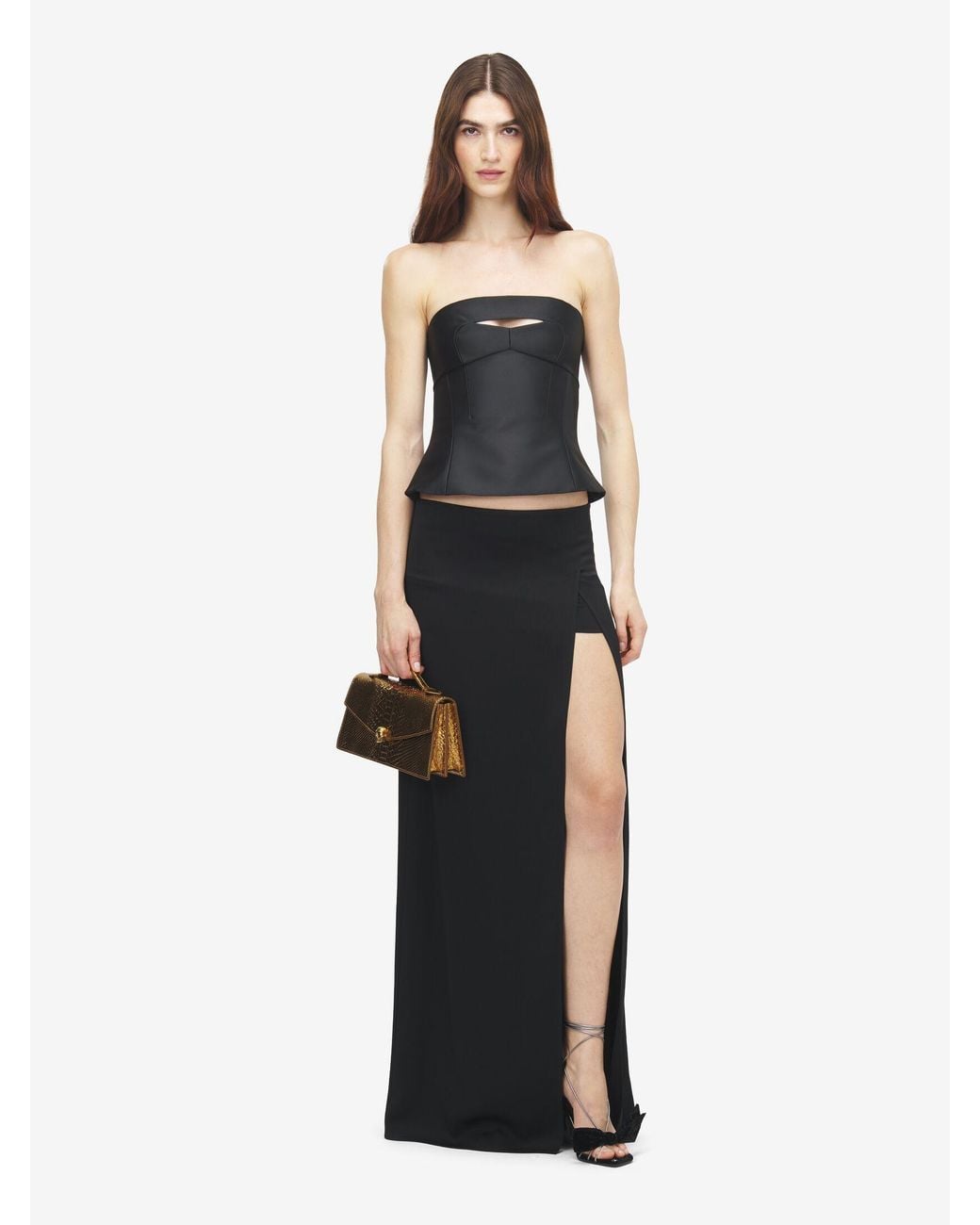 McQueen Black Cut-Out Corset Top