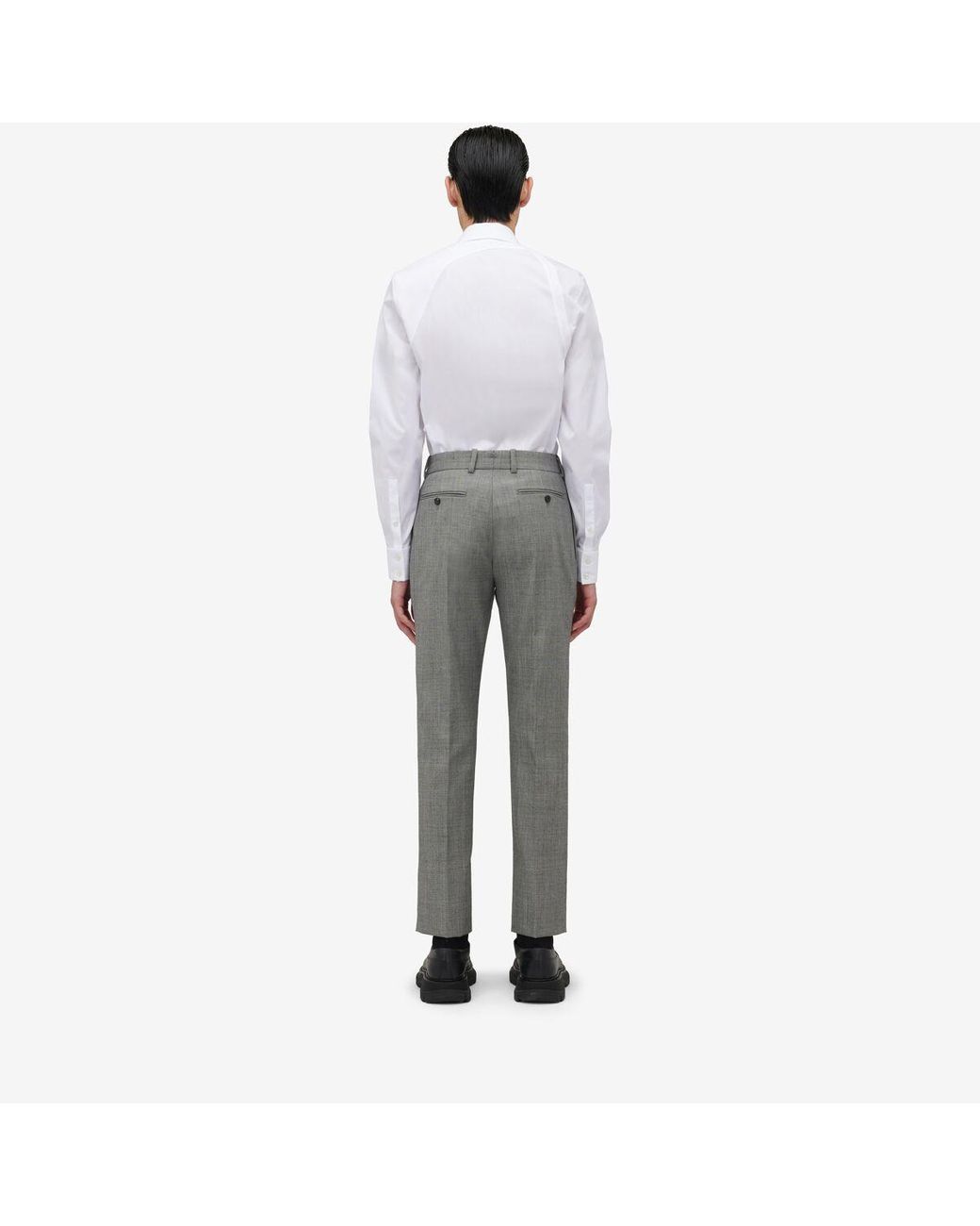 Dark Grey Silk Woven Zari Straight Cut Cigarette Pants Suit LSTV125262