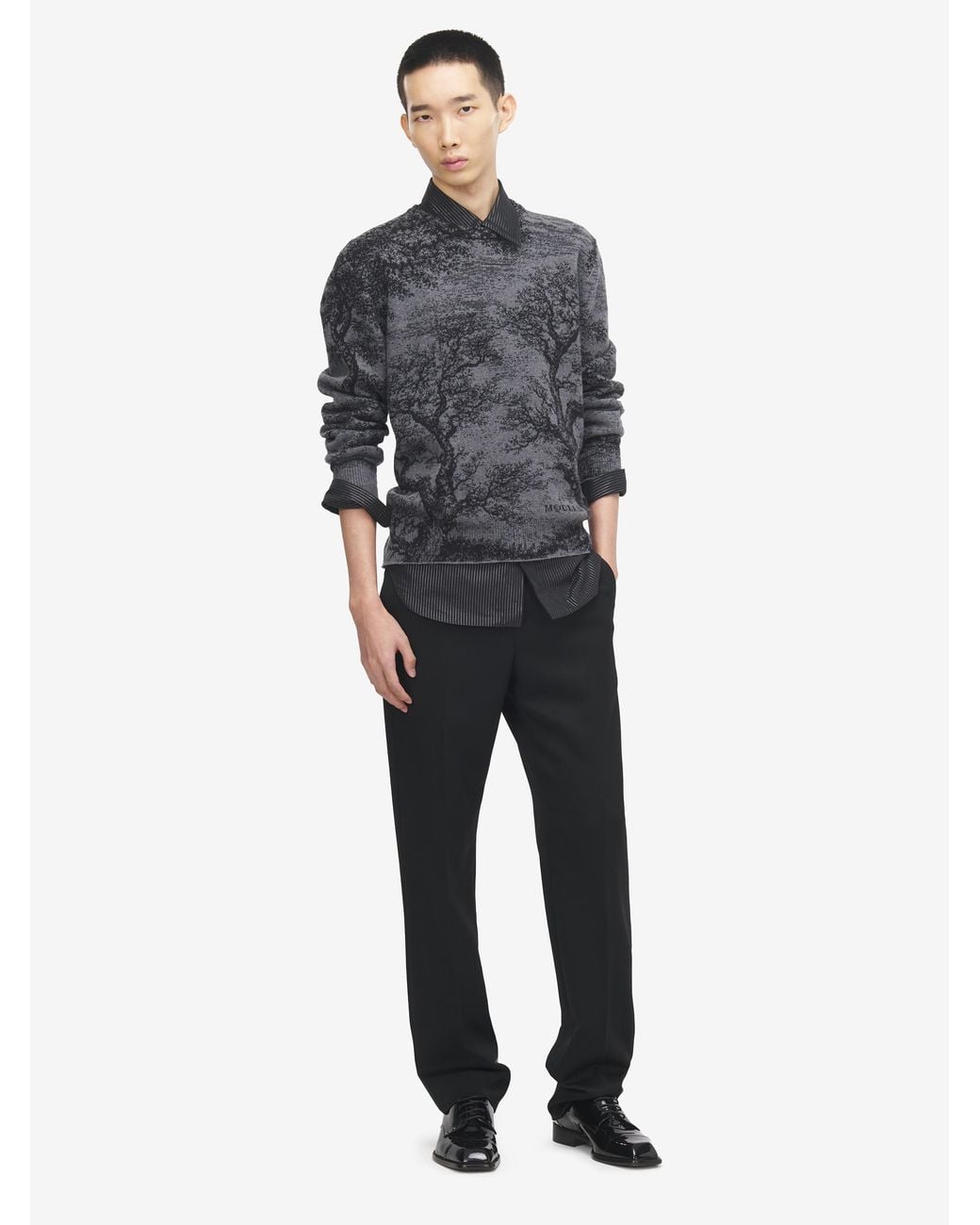 McQueen Gray Tree Of Life' Jacquard Jumper for men