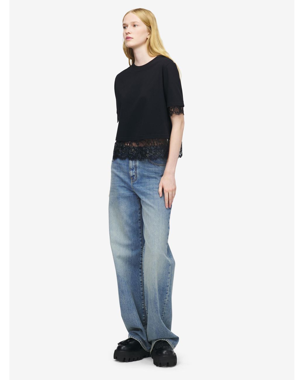 McQueen Blue Lace Detail T-Shirt