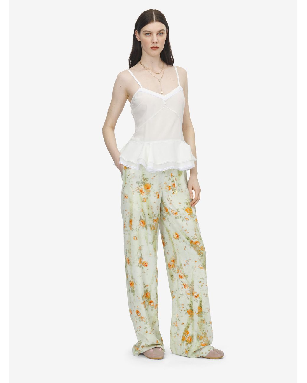 McQueen White Floral Pyjama Trousers