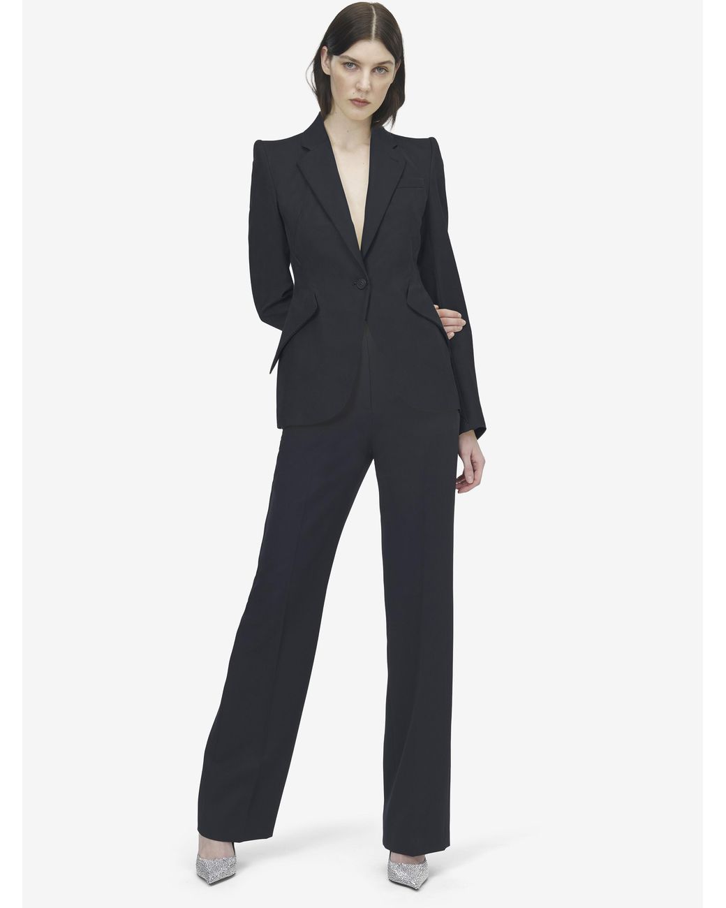 McQueen Blue High-Waisted Tailored Trousers