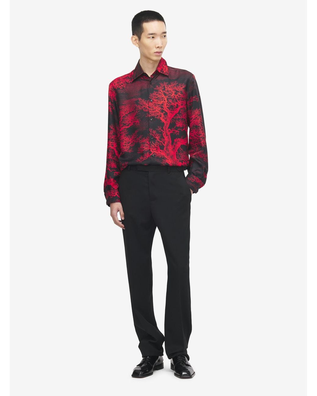 McQueen Red Tree Of Life' Print Shirt for men