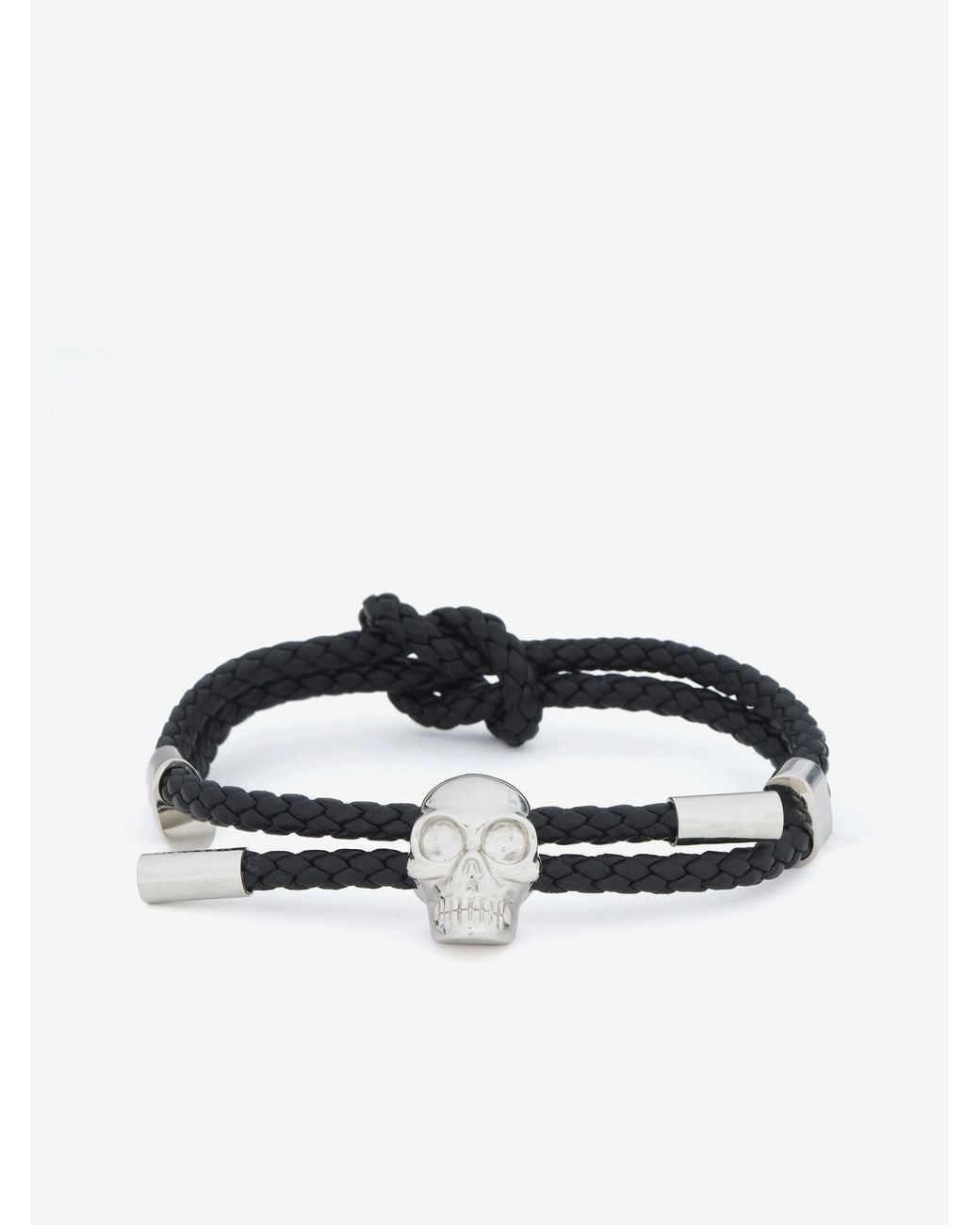 McQueen White Skull Leather Bracelet for men