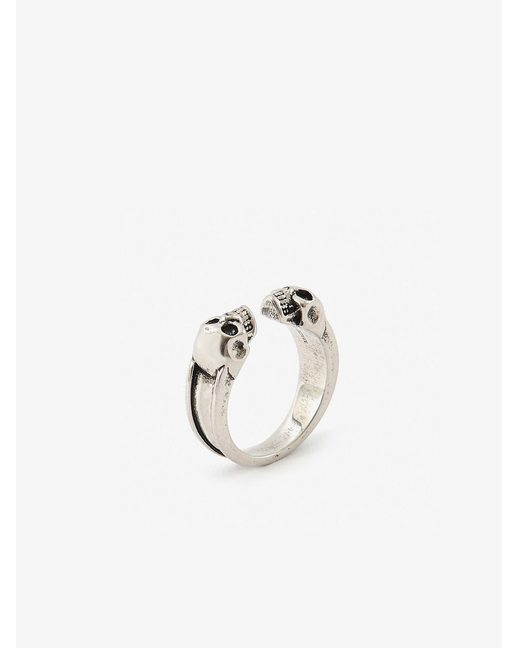 McQueen Ring Mit Twin Skull in Natural für Herren