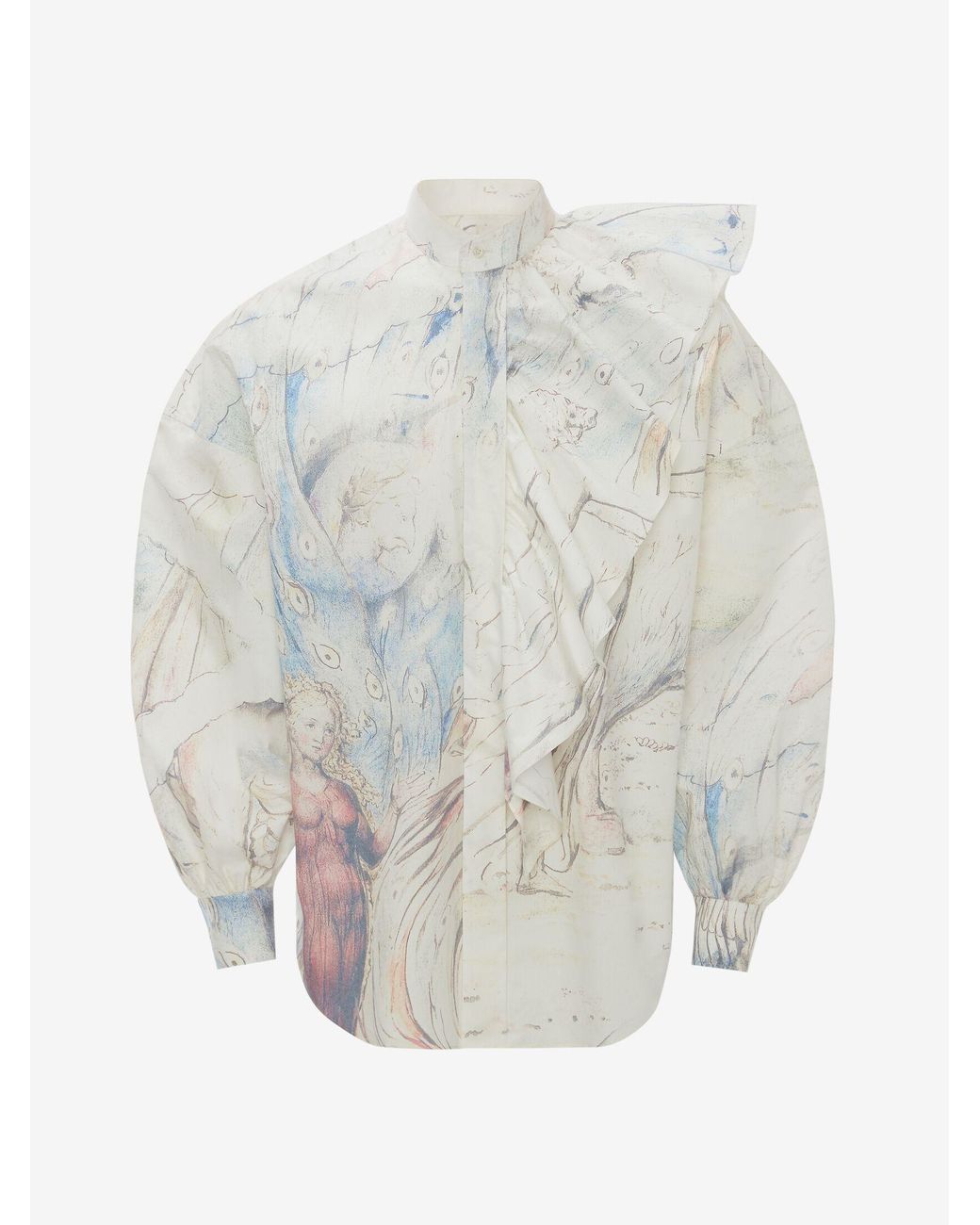 Alexander McQueen Multicoloured Blake Illustration Dante Ruffle Shirt
