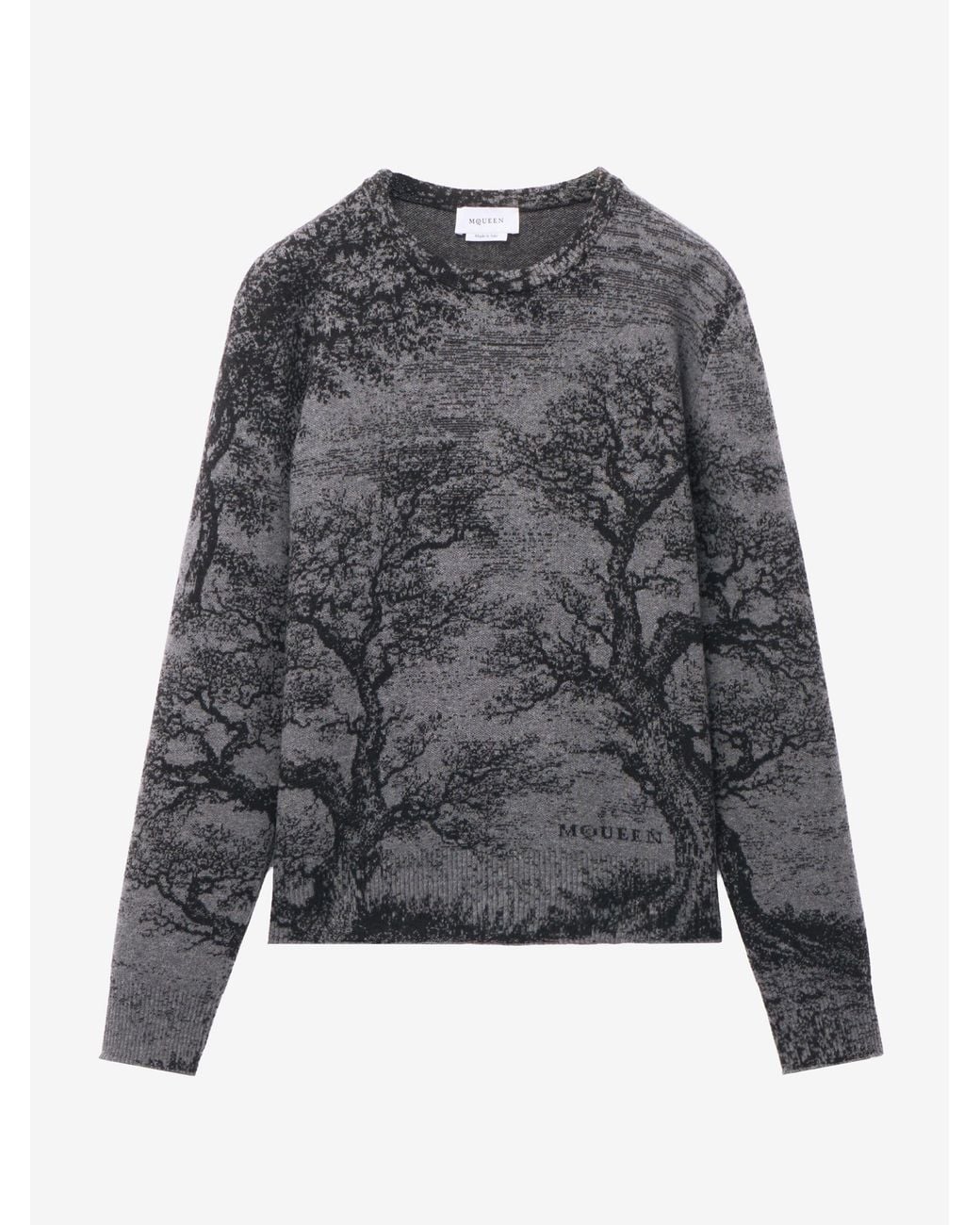 McQueen Gray Tree Of Life' Jacquard Jumper for men