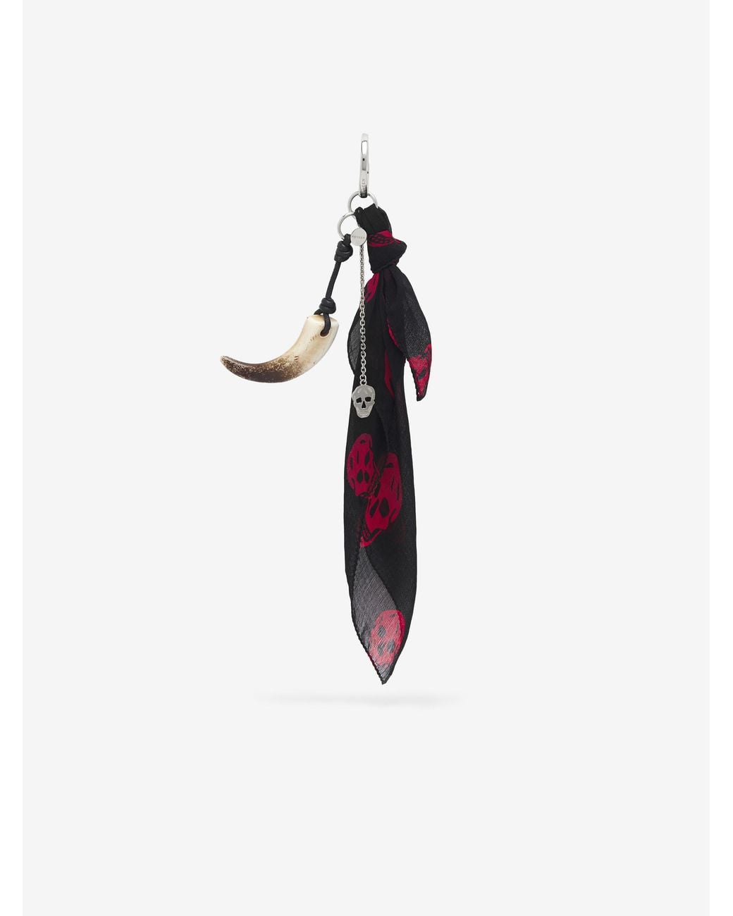 McQueen White Scarf & Horn Charm