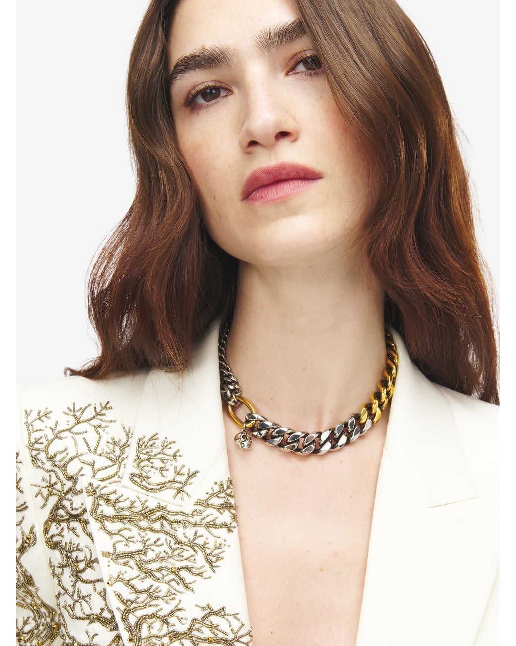 McQueen Metallic Dual Chain Necklace