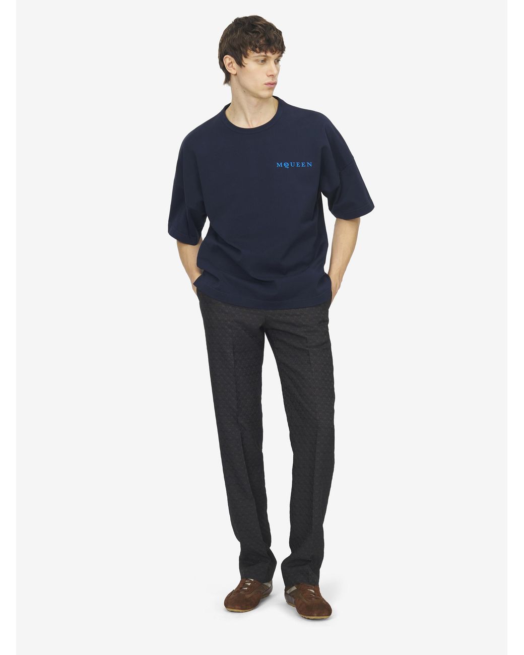 McQueen Blue Logo Oversized T-Shirt for men