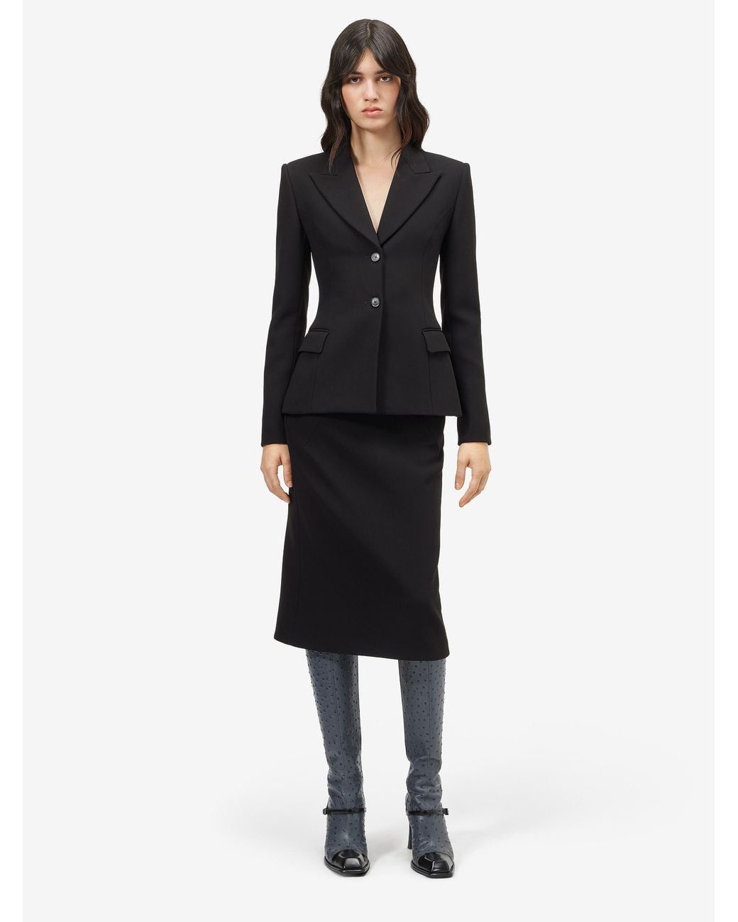 McQueen Black Bonded Crepe Single-Breasted Jacket