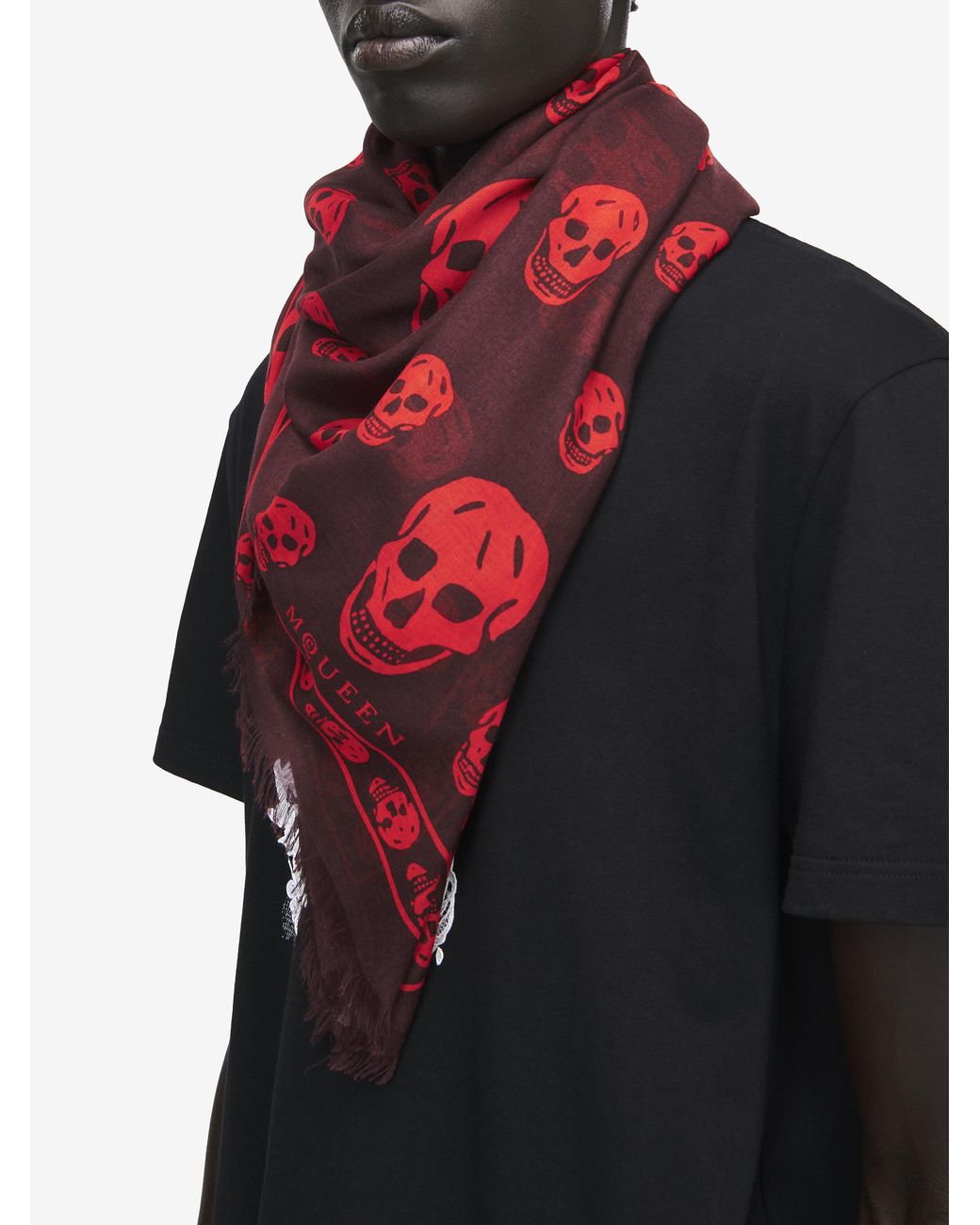 McQueen Red Classic Skull Scarf
