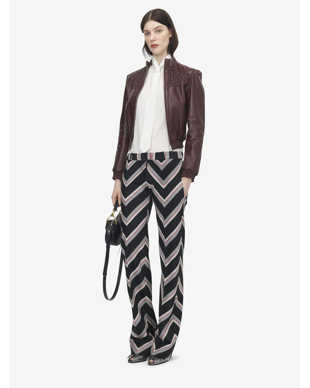 McQueen Multicolor Chevron Stripe Bumster Trousers