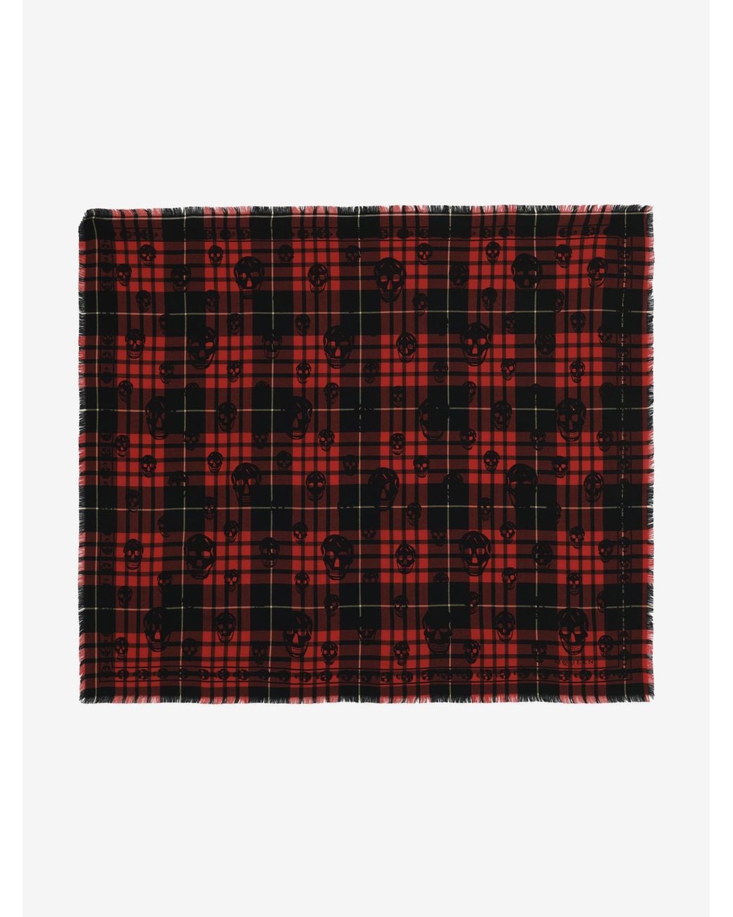 McQueen Red Tartan Skull Scarf for men