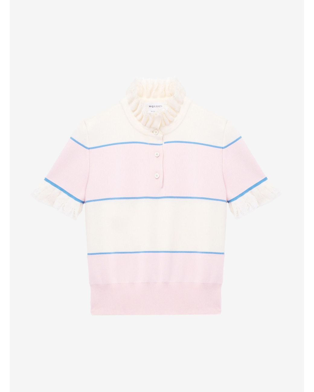 McQueen Multicolor Ruffle Trim Striped Top