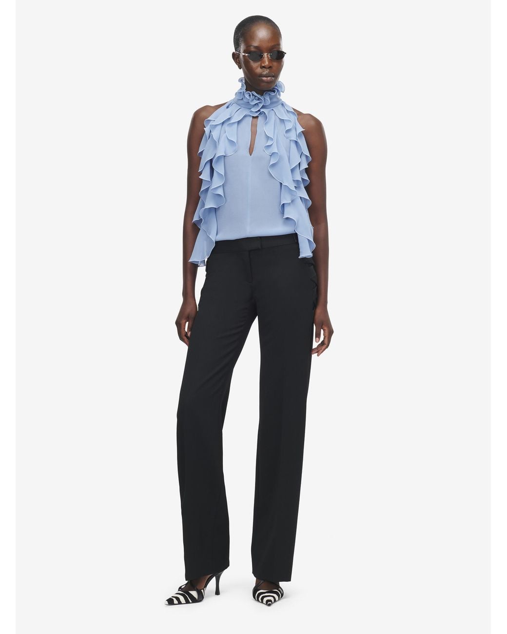 McQueen Black Ribbon Frogging Tailored Trousers
