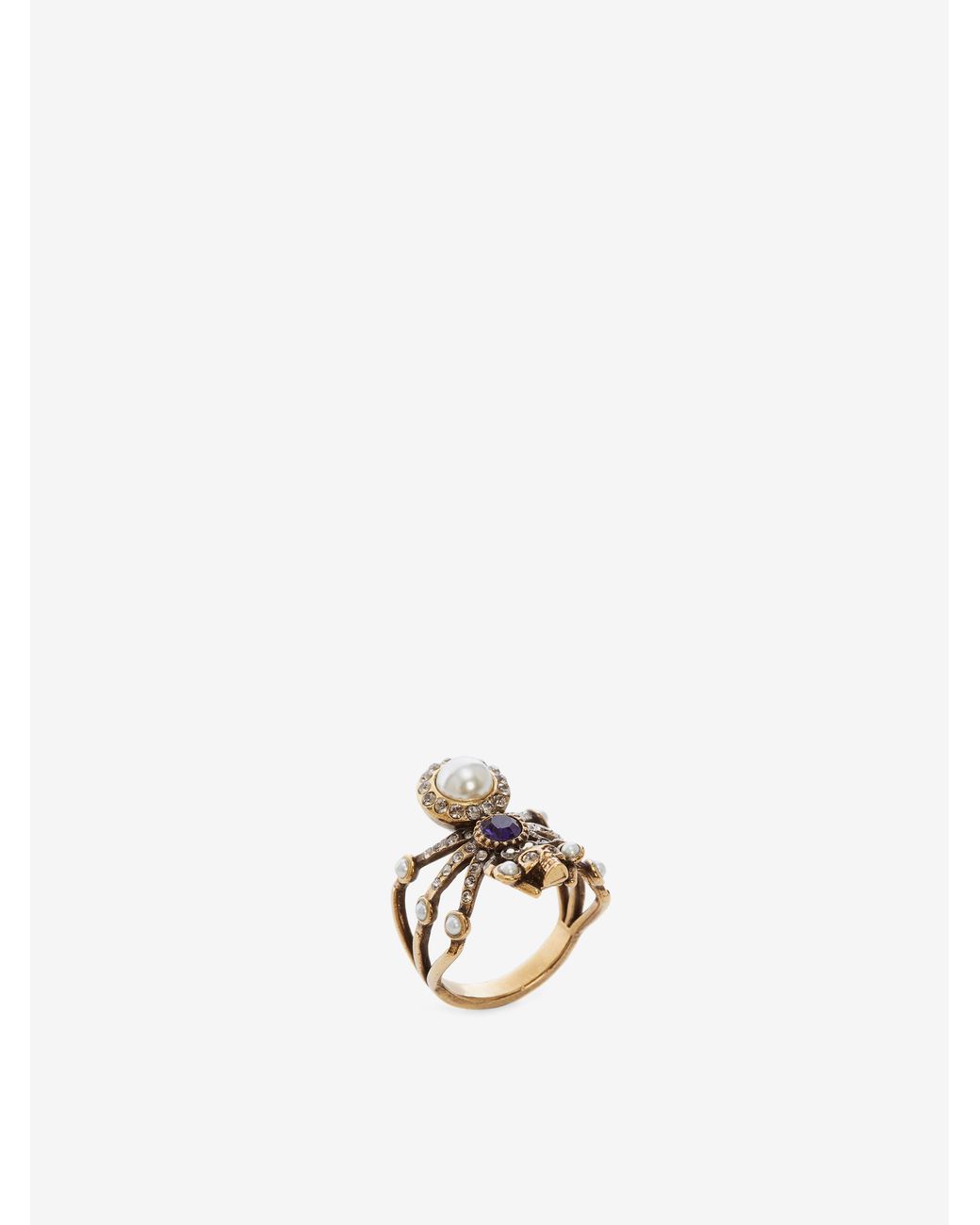 McQueen White Spider And Pearl Ring