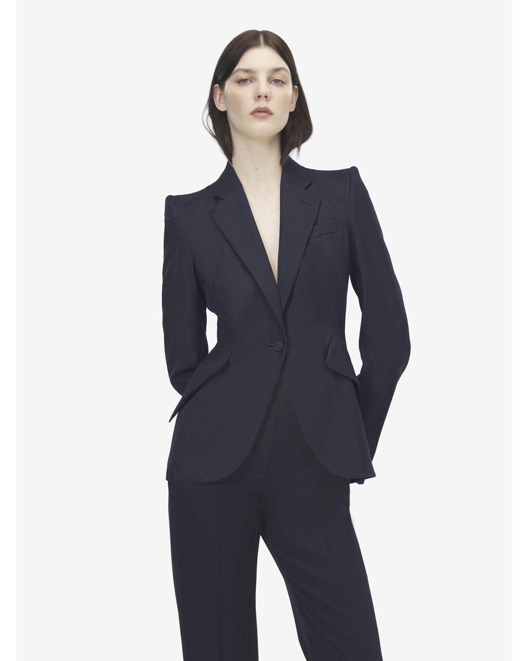McQueen Blue Wool Single-Breasted Jacket