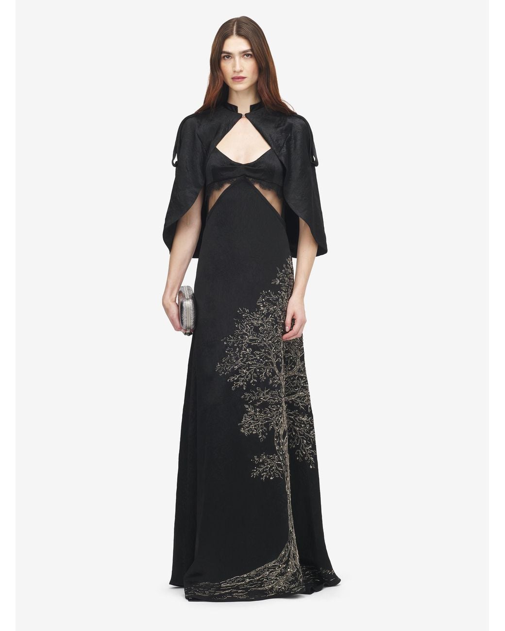 McQueen Blue Crushed Satin Cape