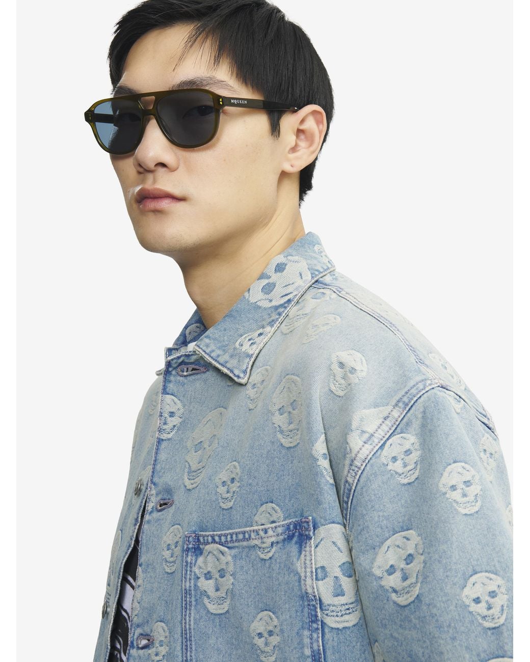 McQueen Blue Signature Essentials Sunglasses