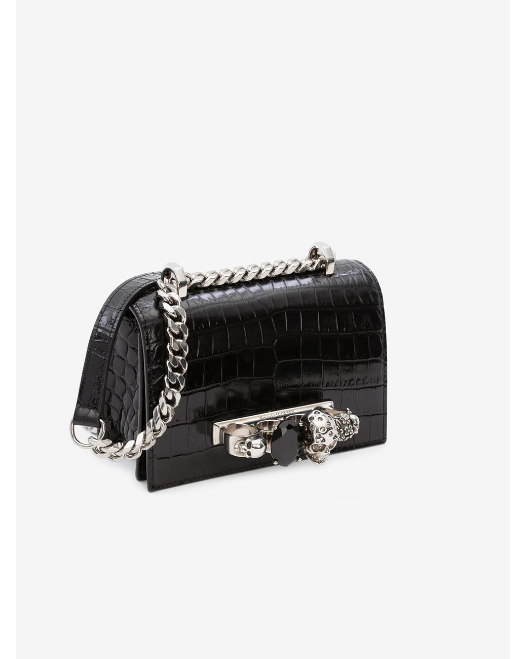 McQueen Black Mini Jewelled Satchel