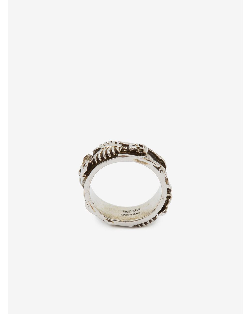Anello Dancing Skeleton di McQueen in White da Uomo