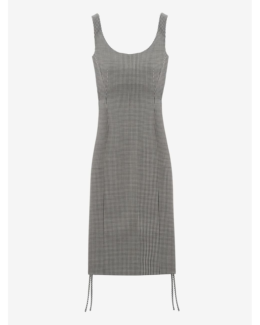 McQueen Gray Corset Lace Gingham Check Pencil Dress