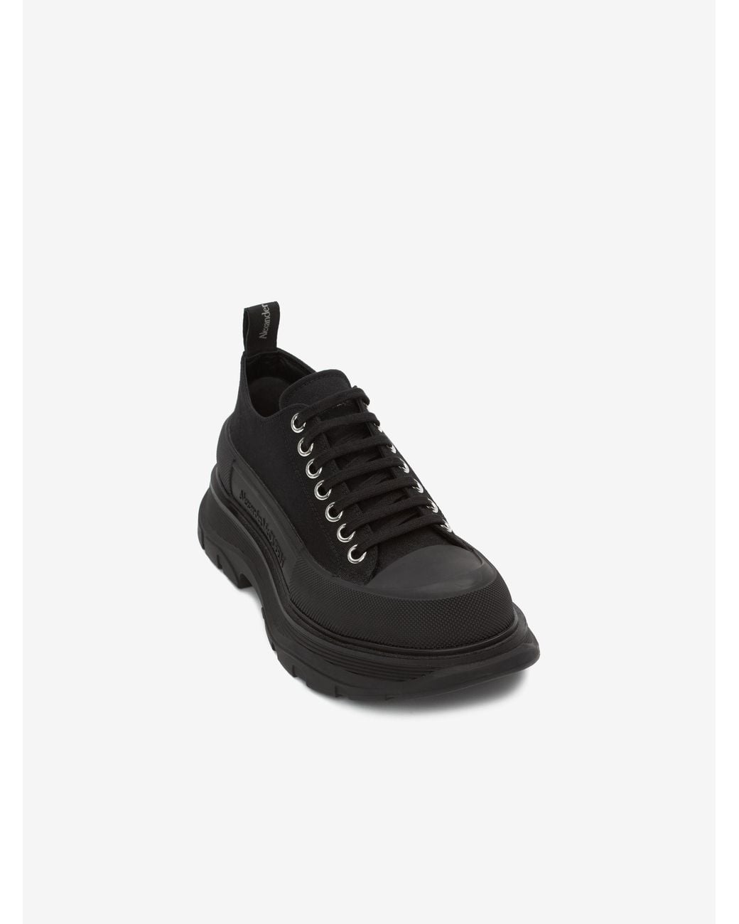 McQueen Black Tread Slick Canvas Lace-Up Shoes