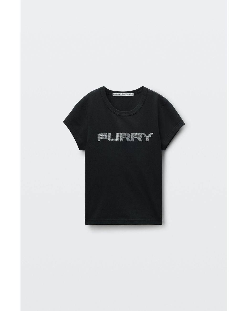 Alexander Wang Black Crystal Hotfix Graphic Fitted Tee